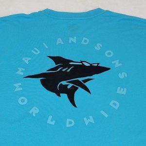 Maui and Sons Worldwide Blue Men's Shark Logo Graphic T-Shirt Sz. L